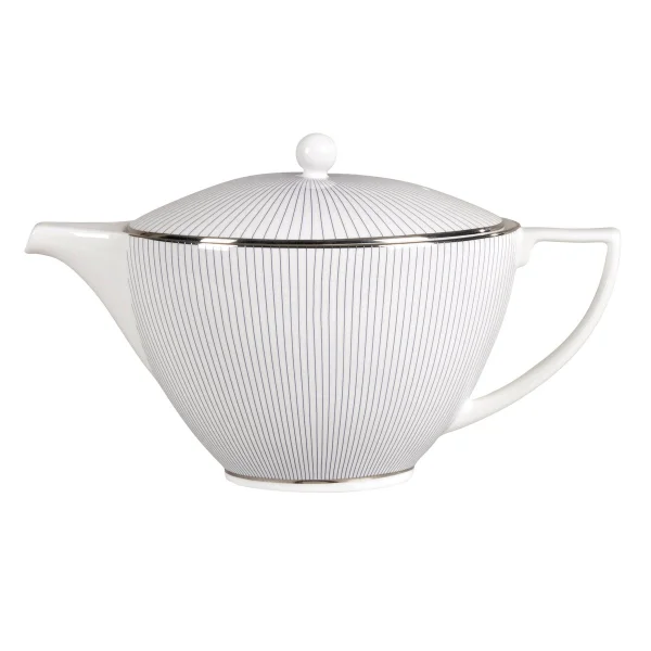 Wedgwood Pin Stripe theepot 1,2 liter Wit