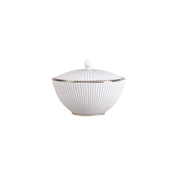 Wedgwood Pinstripe suikerpot met deksel wit