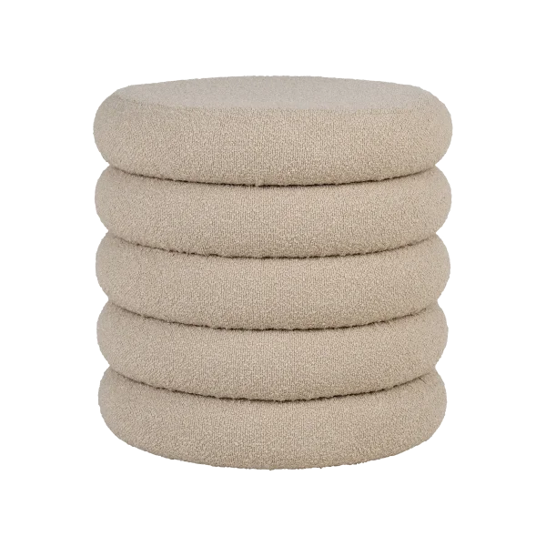 Willemijn poef bouclé beige - met opbergruimte - Ø 44 cm