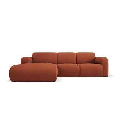 Windsor & Co Lola Hoekbank met Chaise Longue Links - Chenille - Oranje