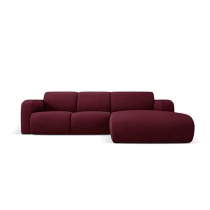 Windsor & Co Lola Hoekbank met Chaise Longue Rechts - Chenille - Bordeauxrood