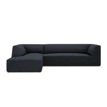 Windsor & Co Sao Hoekbank met Chaise Longue Links - 4-zits - Ribstof - Zwart