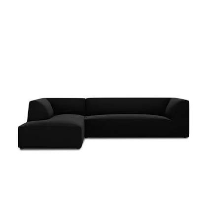 Windsor & Co Sao Hoekbank met Chaise Longue Links - 4-zits - Velvet - Zwart