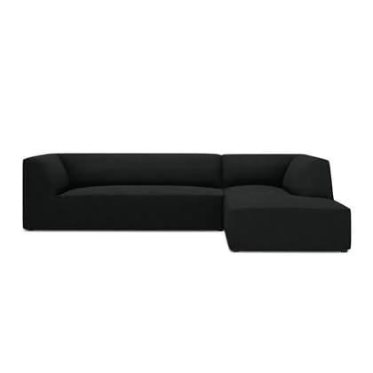 Windsor & Co Sao Hoekbank met Chaise Longue Rechts - 4-zits - Ribstof - Zwart