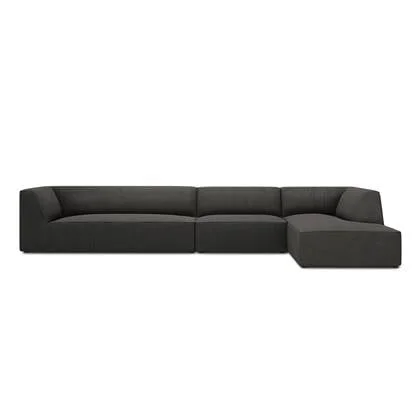 Windsor & Co Sao Hoekbank met Chaise Longue Rechts - 5-zits - Ribstof - Donkergrijs