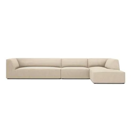 Windsor & Co Sao Hoekbank met Chaise Longue Rechts - 5-zits - Ribstof - Lichtbeige