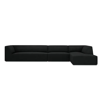 Windsor & Co Sao Hoekbank met Chaise Longue Rechts - 5-zits - Ribstof - Zwart