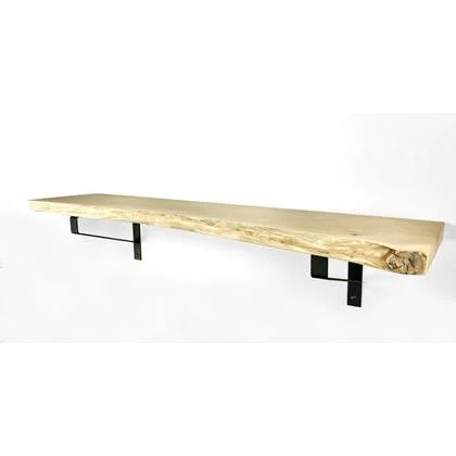 Woodbrothers Eiken wandplank massief boomstam 100x40cm + dragers