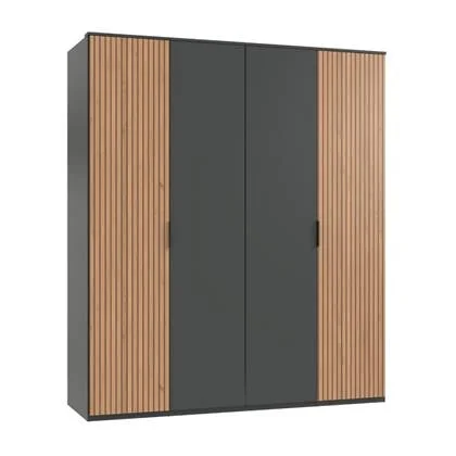 Woonexpress Kledingkast Veghel - Grijs - Hout - 180x210x58cm (BxHxD)