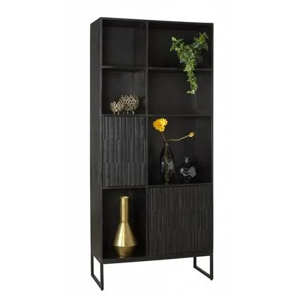 Woonexpress Wandkast Vigo Zwart - Hout - 86x190x35cm (BxHxD)