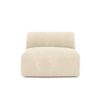 Woonkamerfauteuil zonder armleuningen in fluweel met crèmepatroon