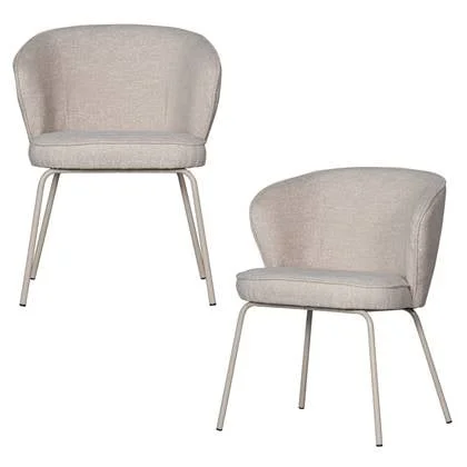 WOOOD Admit Eetkamerstoelen - Polyester - Pebble - Set van 2