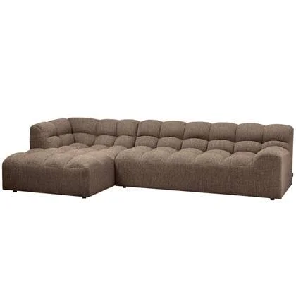 WOOOD Allure Chaise Longue Bank Links - Stof - Bruin - 79x324x165