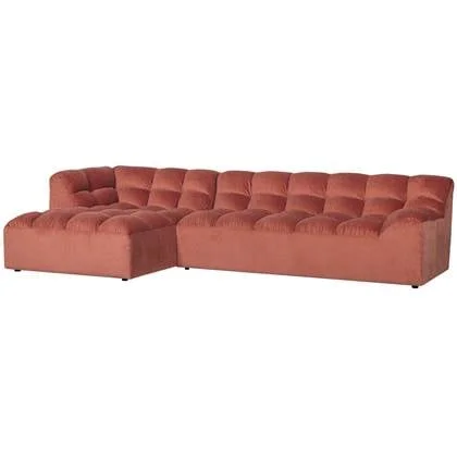 WOOOD Allure Chaise Longue Links - Fluweel - Blush - 79x324x165