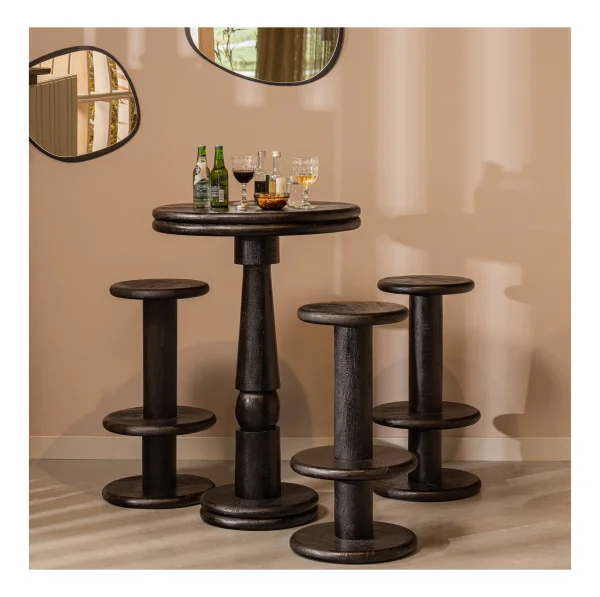 WOOOD Barkruk Kolby Mangohout, 40cm - Zwart - Exclusive