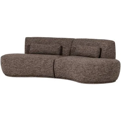 WOOOD Batavier Half Ronde Bank 4-Zits - Polyester - Bruin Melange