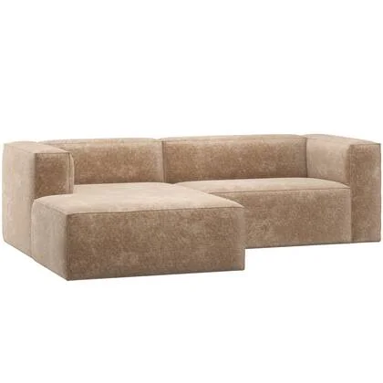 WOOOD Bean Chaise Longue Bank Links - Chenille Velvet - Perzik Roze