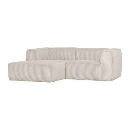 WOOOD Bean Chaise Longue Bank Links - Ribstof - Naturel - 73x254x178