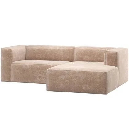 WOOOD Bean Chaise Longue Bank Rechts - Chenille Velvet - Naturel
