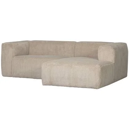 WOOOD Bean Chaise Longue Rechts - Ribstof - Travertin - 73x254x178