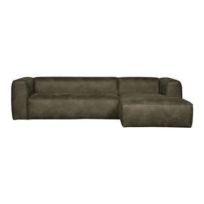 WOOOD Bean Hoekbank met Chaise Longue Rechts - Eco-leder - Army Green