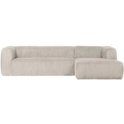 WOOOD Bean Hoekbank met Chaise Longue Rechts - Ribstof - Naturel