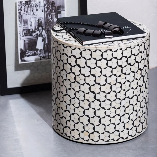 WOOOD Bijzettafel Neva Mangohout, 37cm - Zwart - Rond - Exclusive