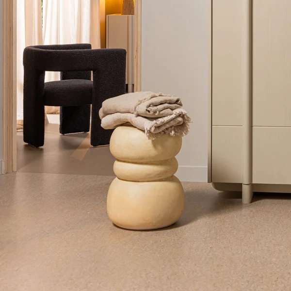 WOOOD Bijzettafel Yvo Betonlook, 37 x 35cm - Naturel - Rond - Exclusive