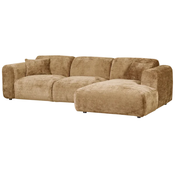 WOOOD Cloud Chaise Longue Rechts Geweven Chenille Honing Geel