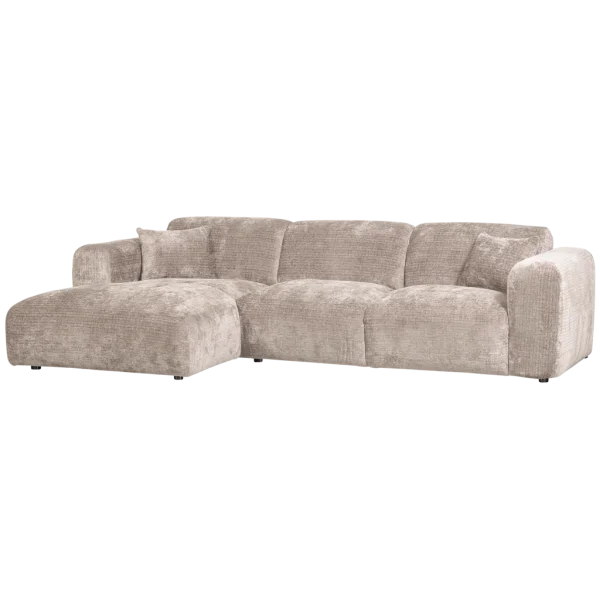 WOOOD-collectie Cloud Chaise Longue Links Geweven Chenille Naturel