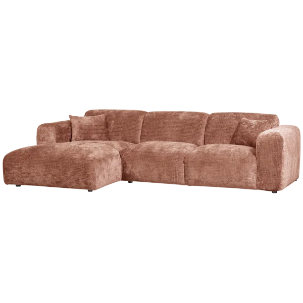 WOOOD-collectie Cloud Chaise Longue Links Geweven Chenille Terra