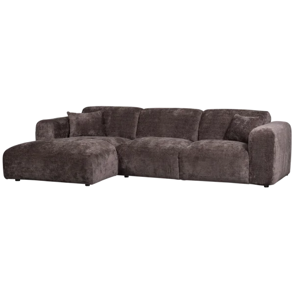 WOOOD-collectie Cloud Chaise Longue Links Geweven Chenille Warm Bruin