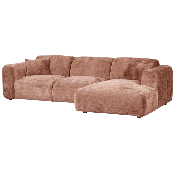 WOOOD-collectie Cloud Chaise Longue Rechts Geweven Chenille Terra