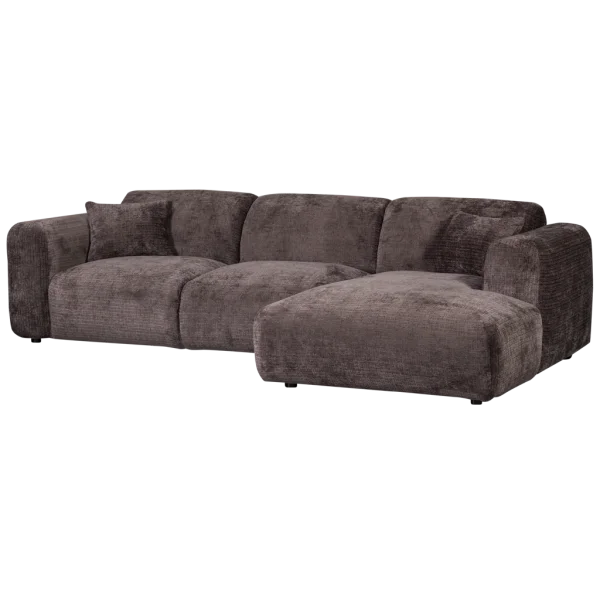 WOOOD-collectie Cloud Chaise Longue Rechts Geweven Chenille Warm Bruin