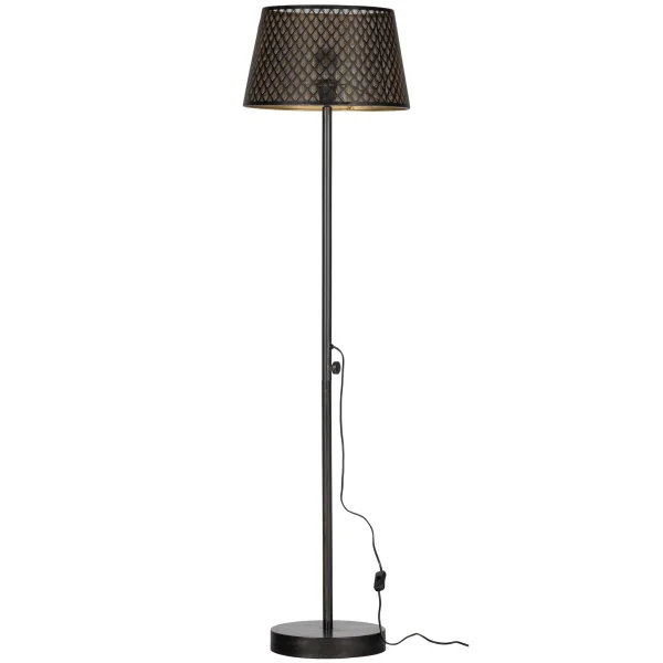 WOOOD-collectie KARS VLOERLAMP METAAL ZWART/ANTIQUE BRASS