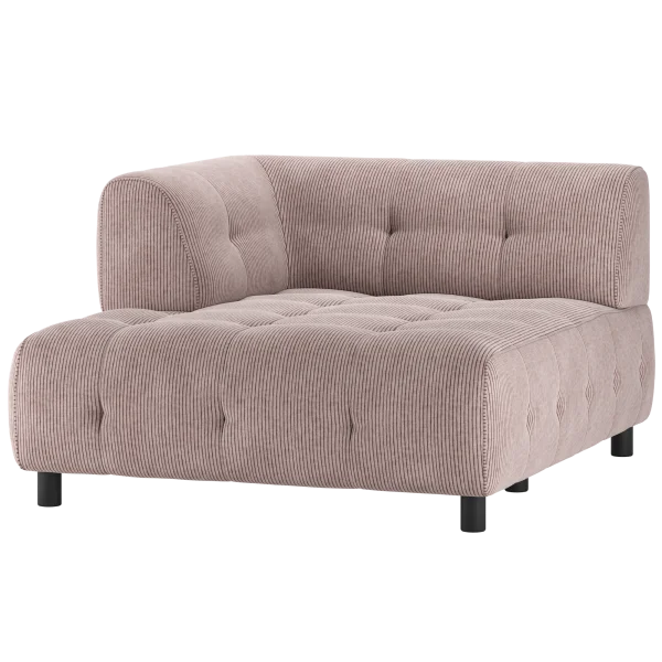 WOOOD-collectie Louis 1,5-Zits Chaise Longue Met Arm Links Ribstof Mauve