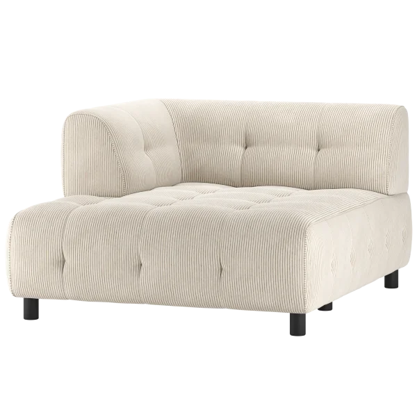 WOOOD-collectie Louis 1,5-Zits Chaise Longue Met Arm Links Ribstof Powder