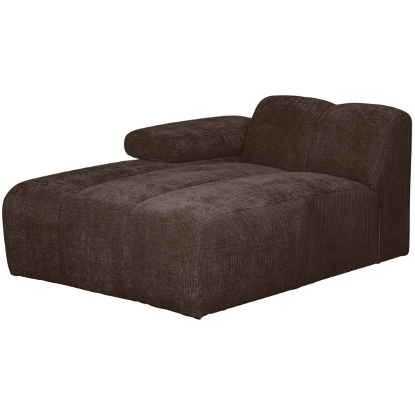 WOOOD-collectie Mojo Chaise Longue Element Links Geweven Ribstof Bruin