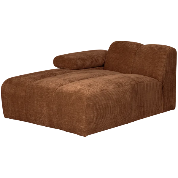 WOOOD-collectie Mojo Chaise Longue Element Links Geweven Ribstof Roest Bruin