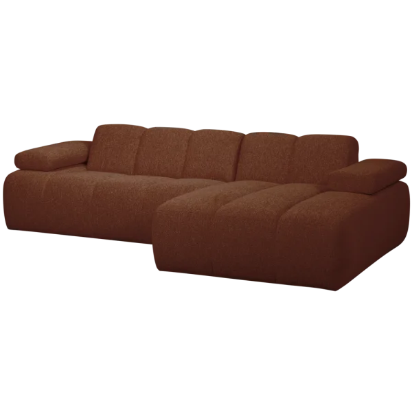 WOOOD-collectie Mojo Chaise Longue Rechts Boucle Roest Bruin Melange