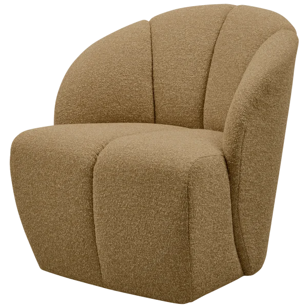 WOOOD-collectie Mojo Draaifauteuil Boucle Geel/Bruin Melange