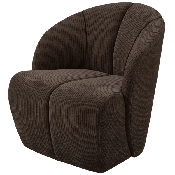 WOOOD-collectie Mojo Draaifauteuil Geweven Ribstof Bruin