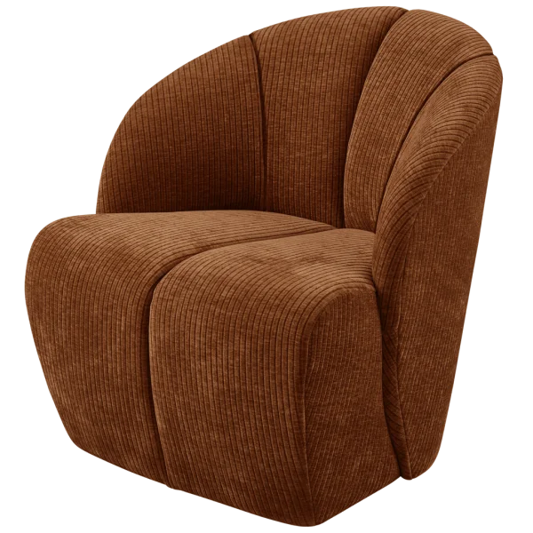 WOOOD-collectie Mojo Draaifauteuil Geweven Ribstof Roest Bruin