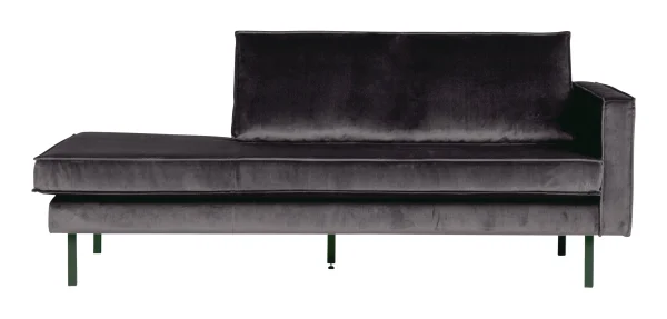 WOOOD Daybed Rodeo Rechts, Velvet - Antraciet - BePureHome