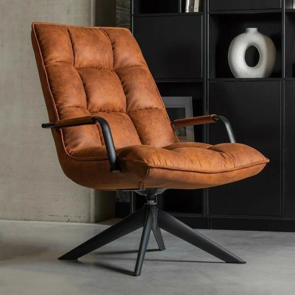 WOOOD Draaifauteuil Jouke Met armleuning, PU - Cognac