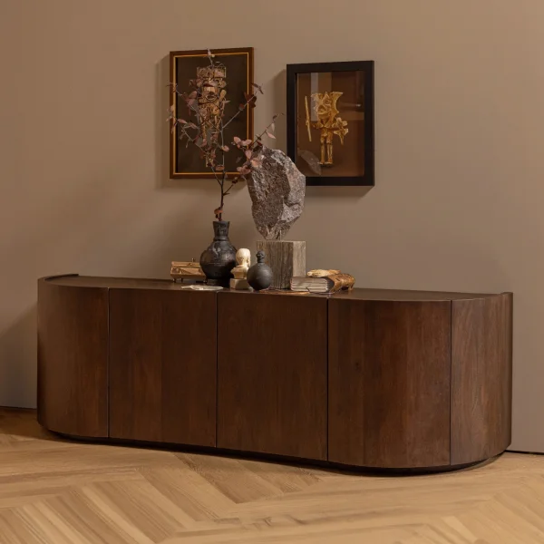 WOOOD Dressoir Sense Mangohout, 160cm - Walnoot - Japandi - BePureHome