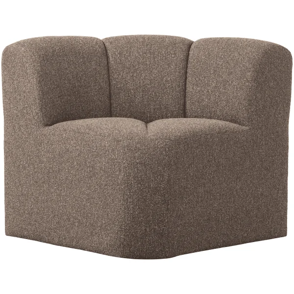 WOOOD Eetkamerbank Mojo Bouclé, Hoek - Bruin Melange