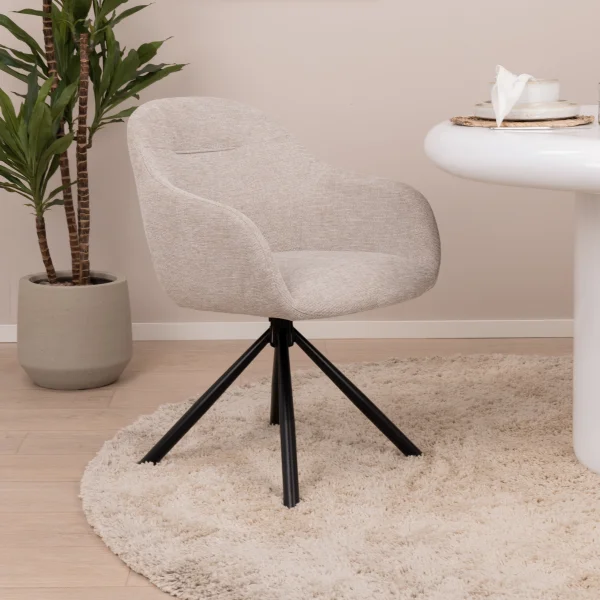 WOOOD Eetkamerstoel Grant-Jaki Chenille - Zand - Exclusive