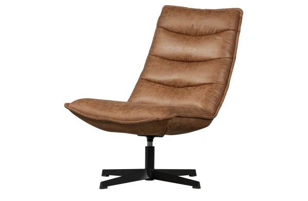 WOOOD Exclusive-collectie Nika Draaifauteuil Leerlook Cognac