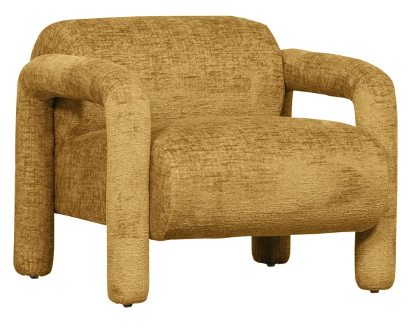 WOOOD Fauteuil Lenny Structure Velvet - Goudgeel - Exclusive